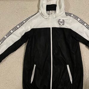PINK windbreaker size xs black and white